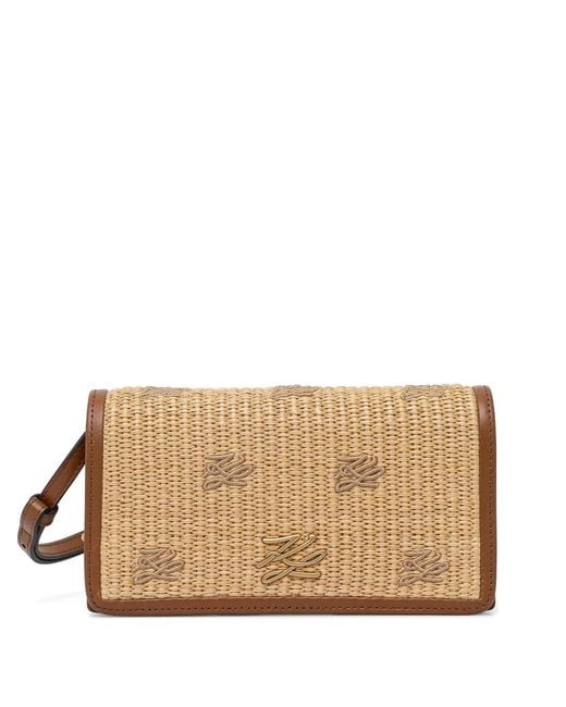 Karl Lagerfeld Natural K/Autograh Logo-Embroidered Woven Cross Body Bag
