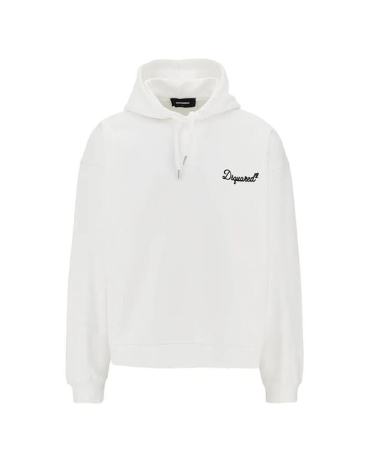 DSquared² White Logo-Embroidered Drawstring Hoodie for men