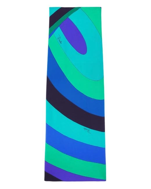 Emilio Pucci Green Schal Mit Wirbel-Print