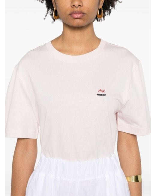Missoni Pink Embroidered-logo Cotton T-shirt
