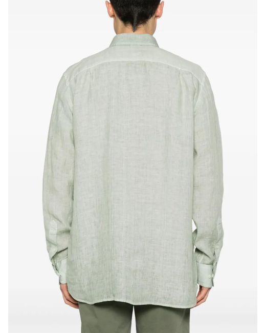 メンズ 120% Lino リネンシャツ White