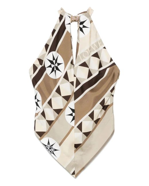 Loewe Brown Printed Silk Top