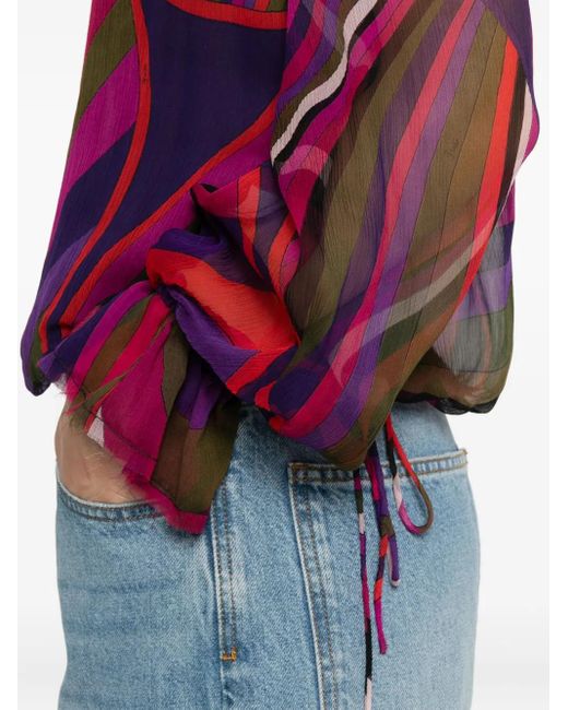 Emilio Pucci Red Iride-Print Blouse