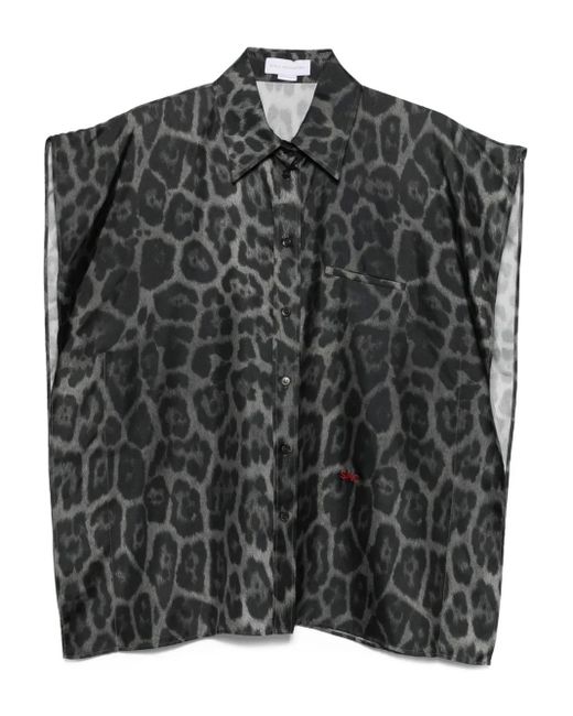 Stella McCartney Black Top mit Leoparden-Print