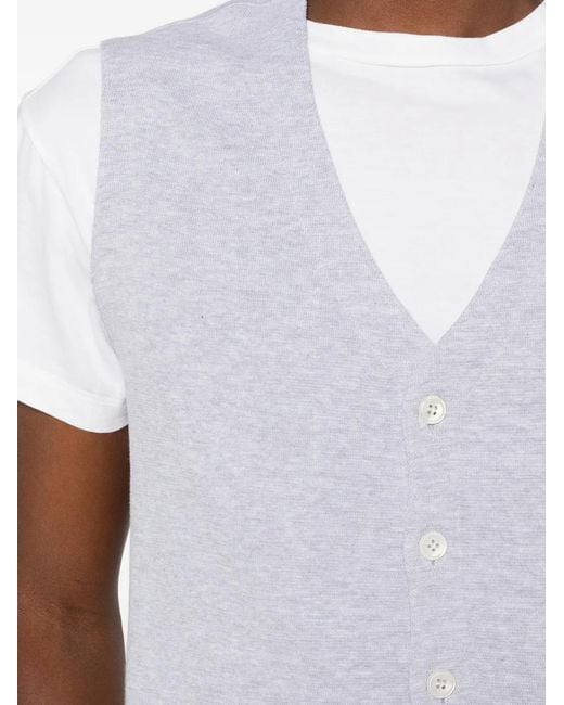 Fileria White V-Neck Buttoned Knitwear for men
