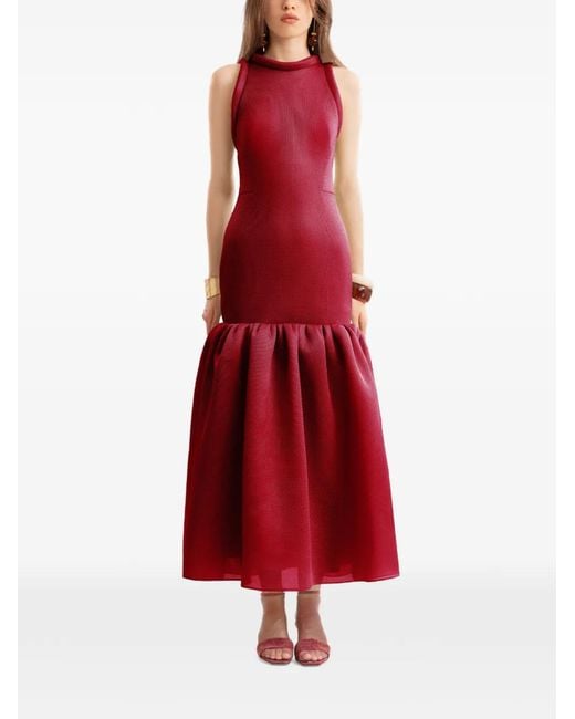 Gemy Maalouf Red Sleeveless Midi Dress