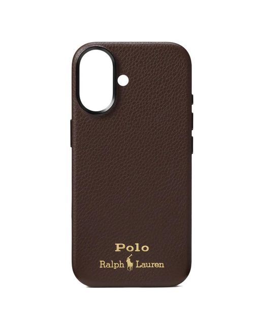 Polo Ralph Lauren Brown Iphone 16 Leather Case for men