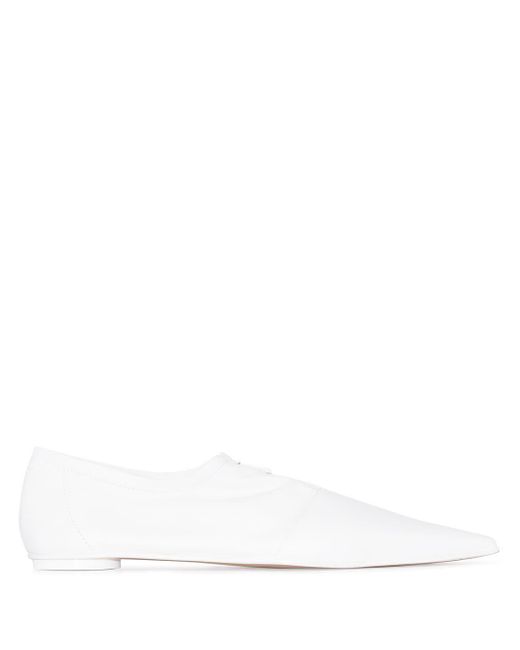 MM6 by Maison Martin Margiela White Pointed-toe Leather Ballerina Shoes