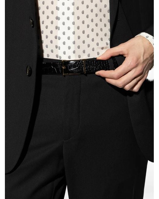 Tom Ford White Crocodile-Effect Buckled Belt for men