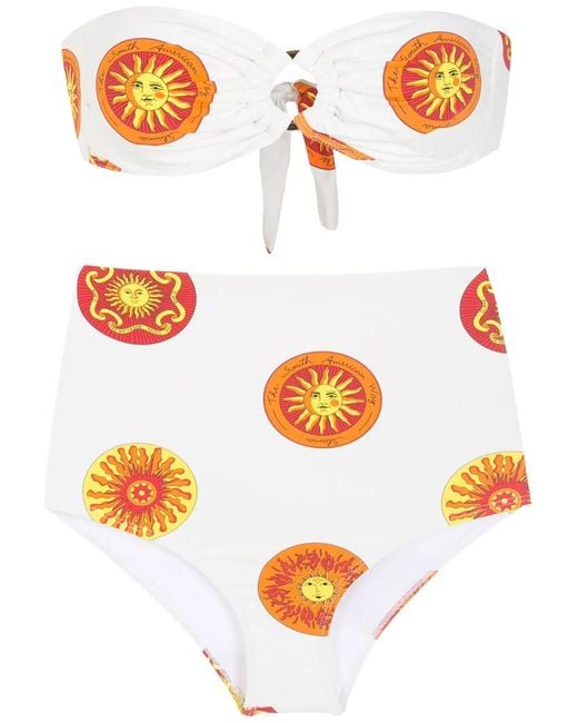 Amir Slama Orange Printed High Rise Bikini Set
