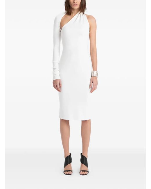 MARCELLA White Manhattan One-Shoulder Midi Dress