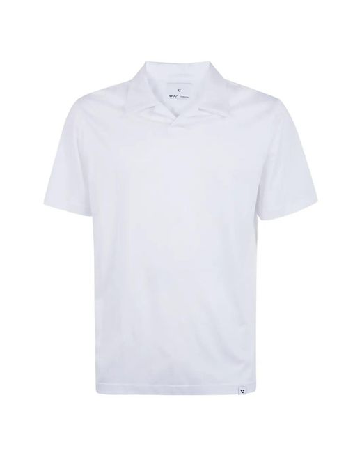 Woc White V-Neck Collared T-Shirt for men