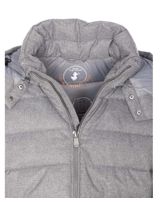 Save The Duck Gray Zip Removable-Hood Jacket for men
