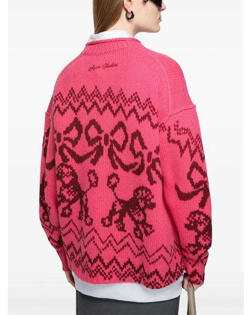 Acne Red Jacquard Sweater