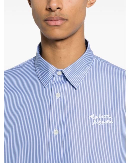 Camicia con ricamo di Maison Kitsuné in Blue da Uomo