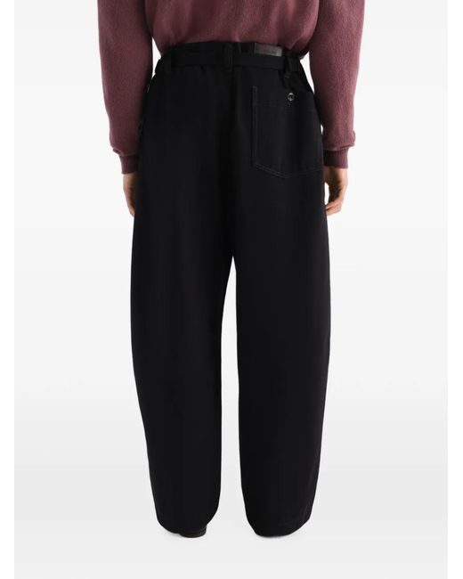 Lemaire Blue Contrast-Stitch Straight-Leg Trousers for men