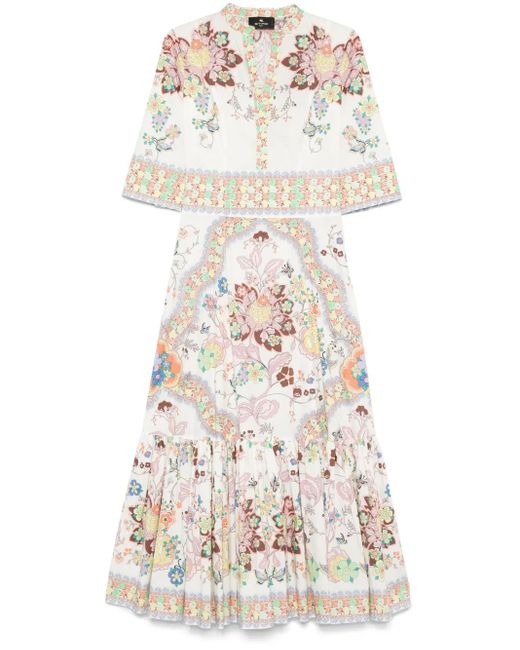 Etro フローラル マキシドレス White