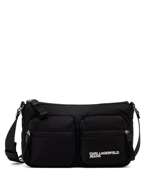 Karl Lagerfeld Black Logo-Print Cross Body Bag