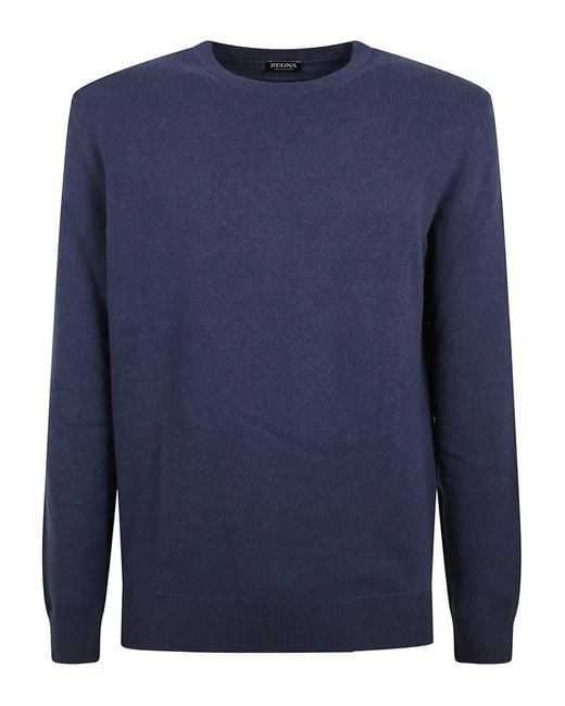 Zegna Blue Crew-Neck Sweater for men