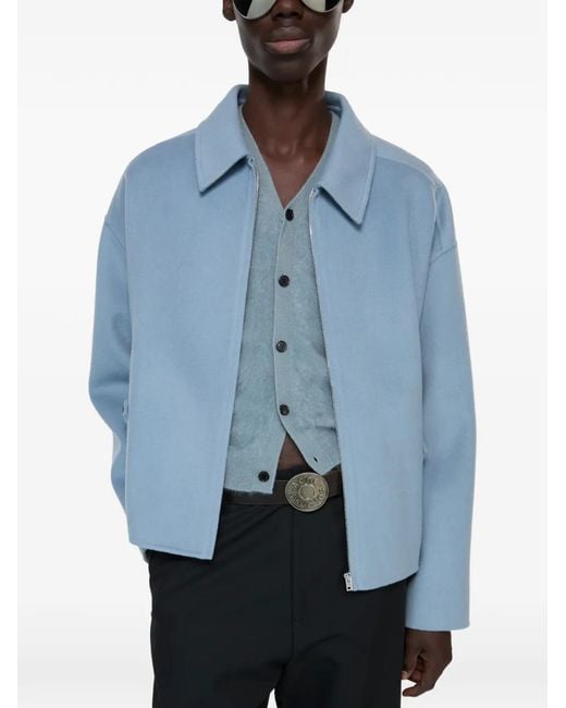 Acne Blue Zip-Up Wool Jacket for men