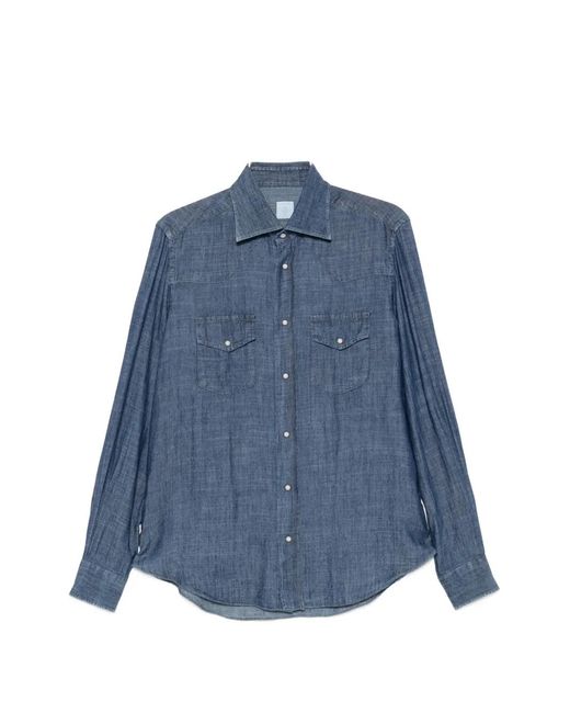 Eleventy Blue Button-Down Shirt for men