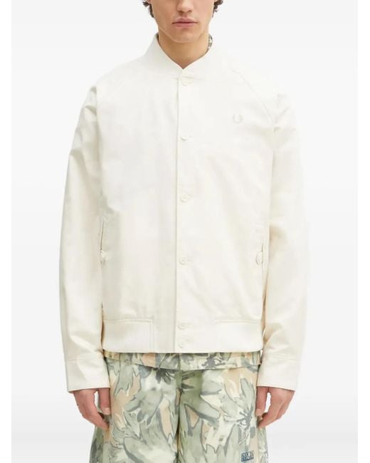 Fred Perry White Logo-Embroidered Shirt Jacket for men