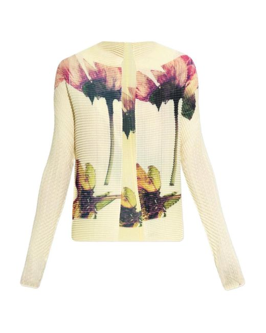 Cárdigan Pressed Flora Issey Miyake de color White