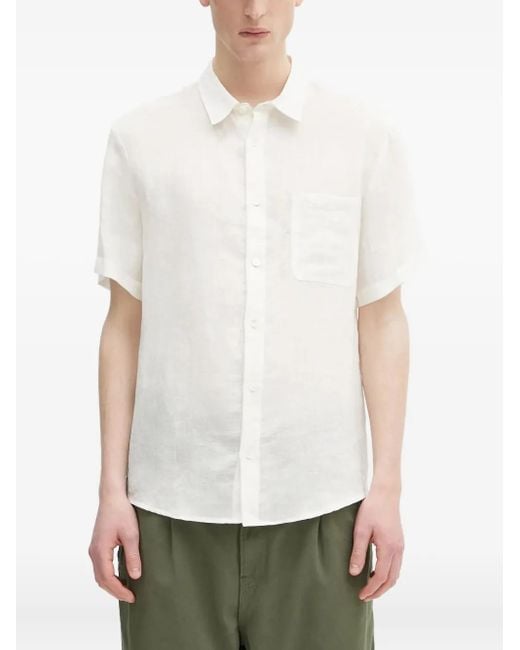 メンズ A.P.C. ショートスリーブ リネンシャツ White