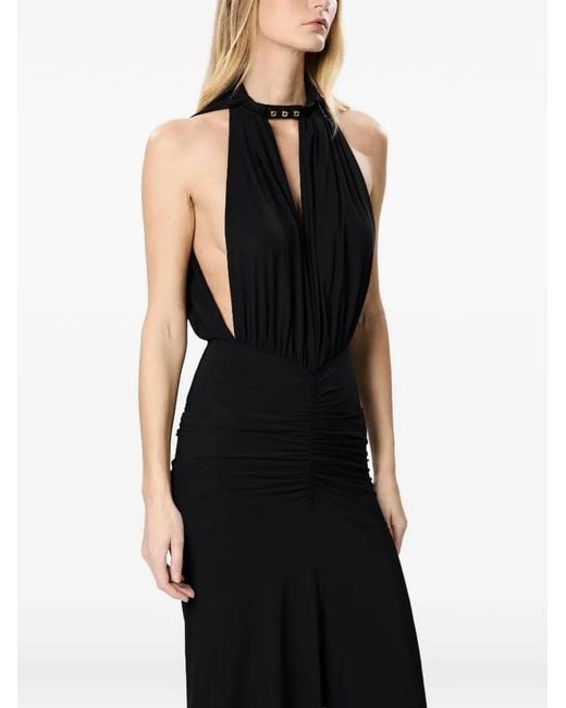 Amazuìn Black Glenn Asymmetric Gathered-Bodice Maxi Dress