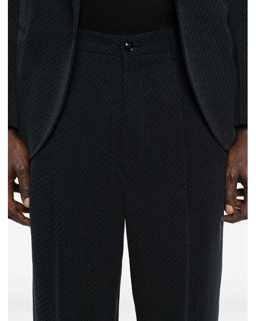 Giorgio Armani Black Pinstripe Single-Button Blazer for men