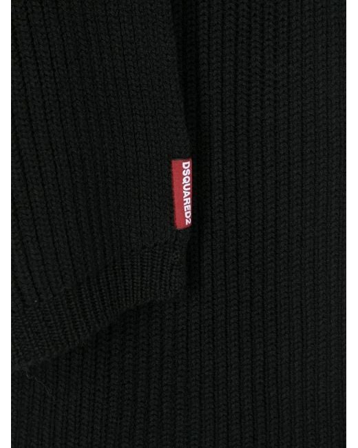 DSquared² Black Wool Scarf And Beanie Set for men