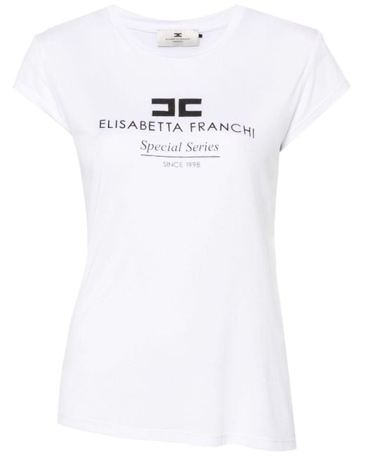 Elisabetta Franchi Logo-Print T-Shirt in White | Lyst UK