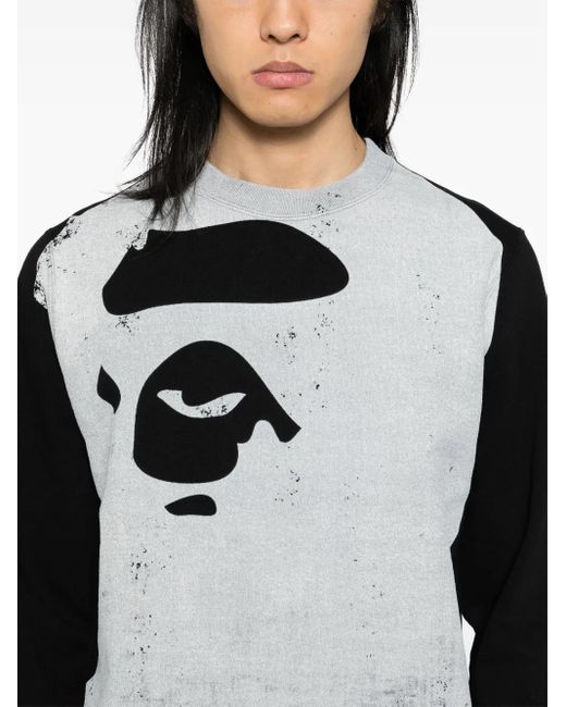 A Bathing Ape Black Faded-Printed Sweater for men