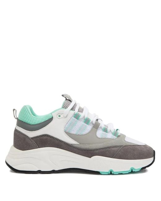 Cleens White Aero Mesh-Panels Suede Low-Top Sneakers for men