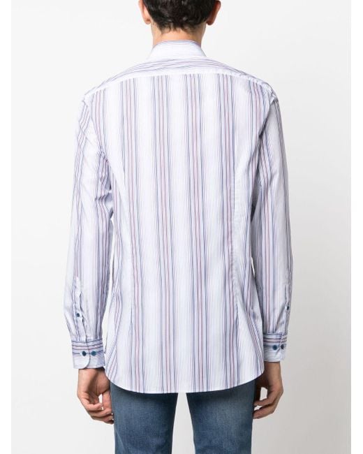 Etro Blue Logo-embroidered Striped Shirt for men