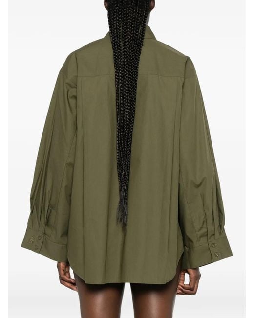 Frankie Shop Green Chemise Oversize À Logo Brodé