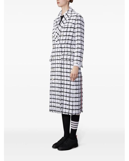 Thom Browne White Checked Coat