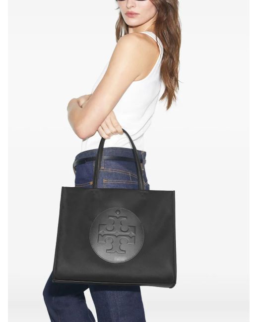Tory Burch Black Ella Logo-Embossed Tote Bag