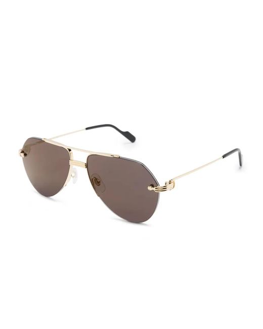 Cartier Metallic Pilot-Frame Sunglasses