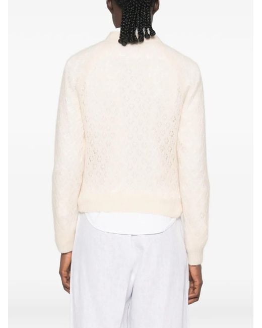 Doen White Petra Pointelle-Knit Cardigan