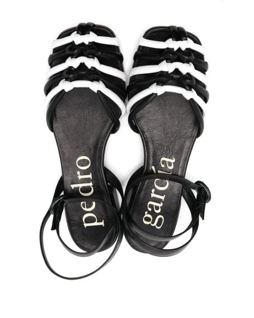 Pedro Garcia Black Square-toe Leather Sandals