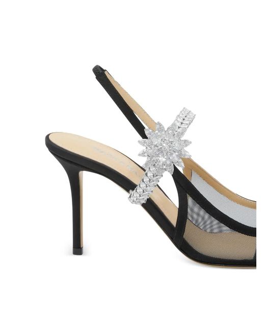 Mach & Mach White Flower-Embellished Slingback Pumps