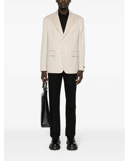 Prada Natural Triangle-Logo Cashmere Blazer for men