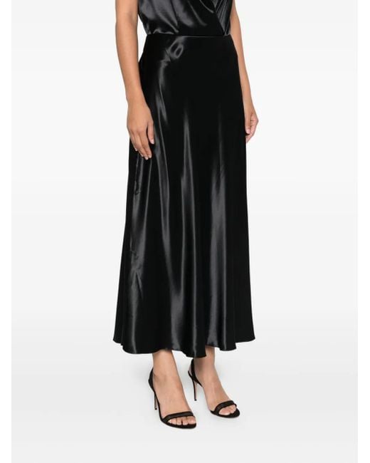 Alberta Ferretti Black Satin Skirt
