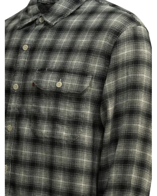 Levi's Gray Jackson Worker Check-Pattern Cotton Overshirt for men