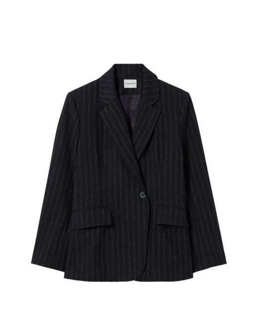 Claudie Pierlot Blue Pinstripe-Pattern Blazer