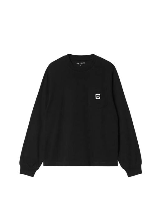 Carhartt Black L/S Pocket Small Heart T-Shirt