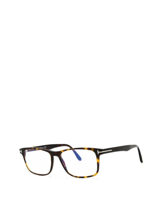 Tom Ford Black Tortoiseshell-Effect Rectangle-Frame Glasses