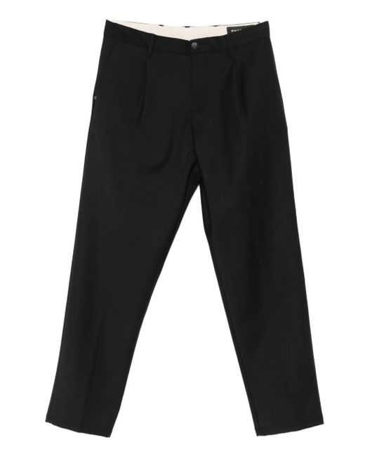 White Sand Black Pleated-Front Trousers for men