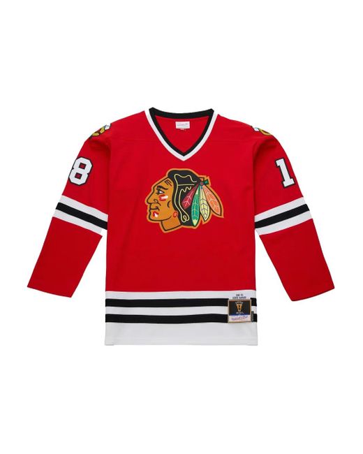 メンズ Mitchell & Ness Blackhawks 1980 Denis Savard トップ Red